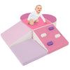 6-Piece Soft Play Set for Toddlers with Climbing Triangle and Ramp-Pink - Pink