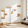 6 Pieces Cat Wall Furniture Set Kitten Wall Mounted Shelves-Natural