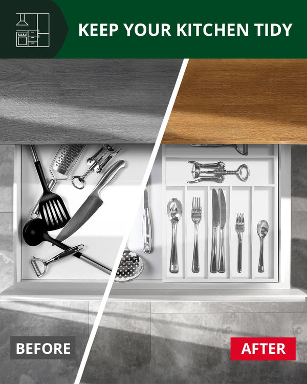 Basic Silverware Drawer Organizer, White