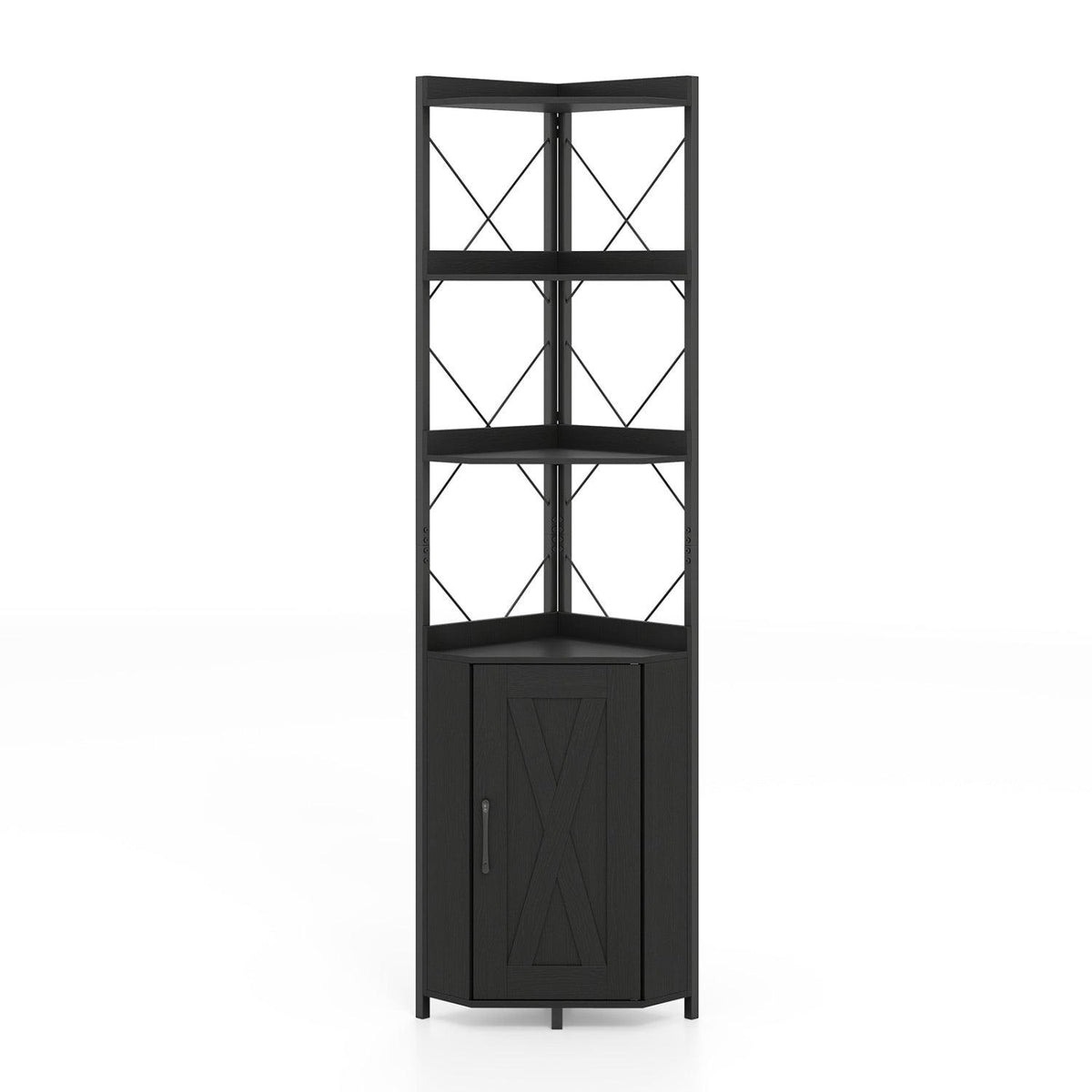 6-Tier Corner Bookshelf with Cabinet 71