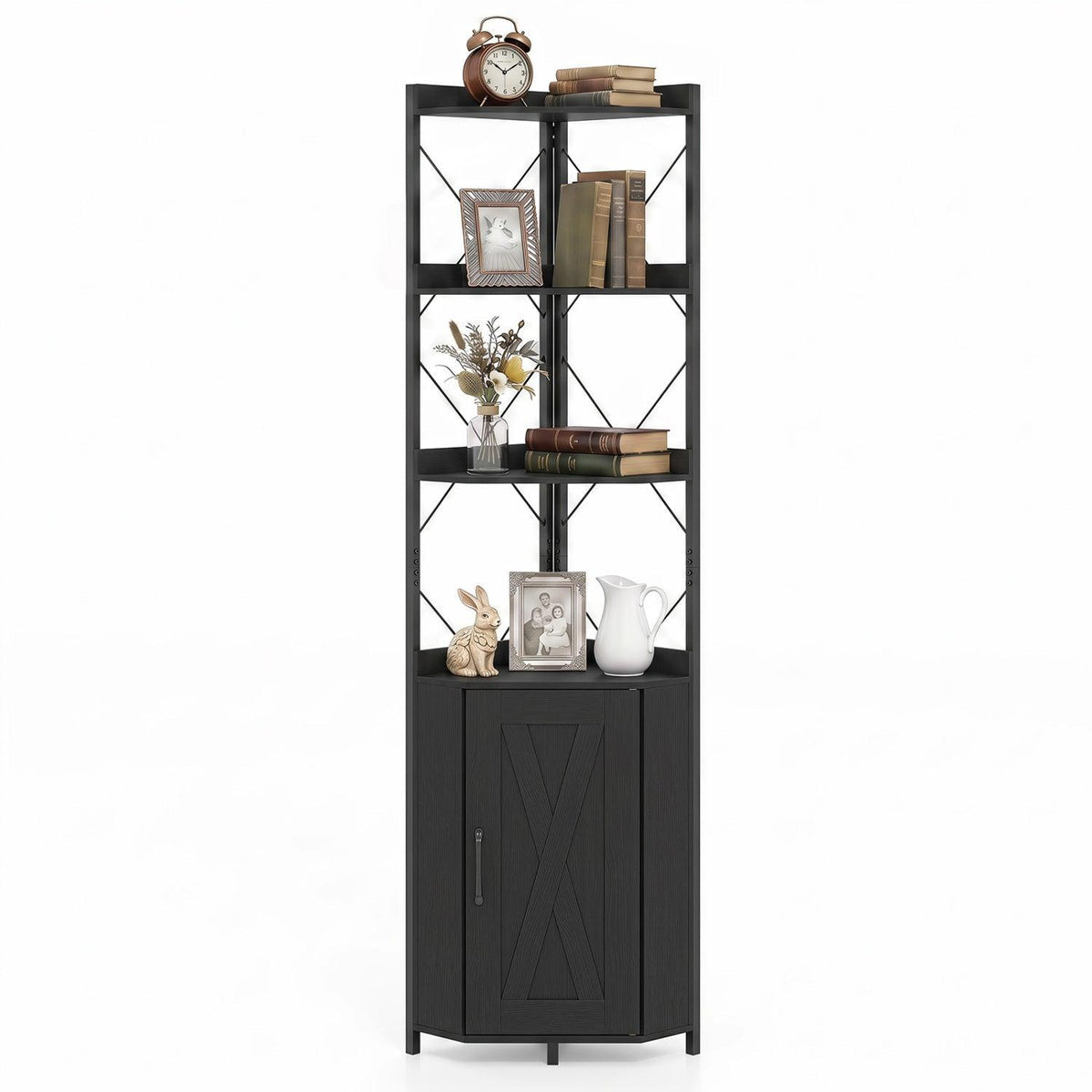 6-Tier Corner Bookshelf with Cabinet 71