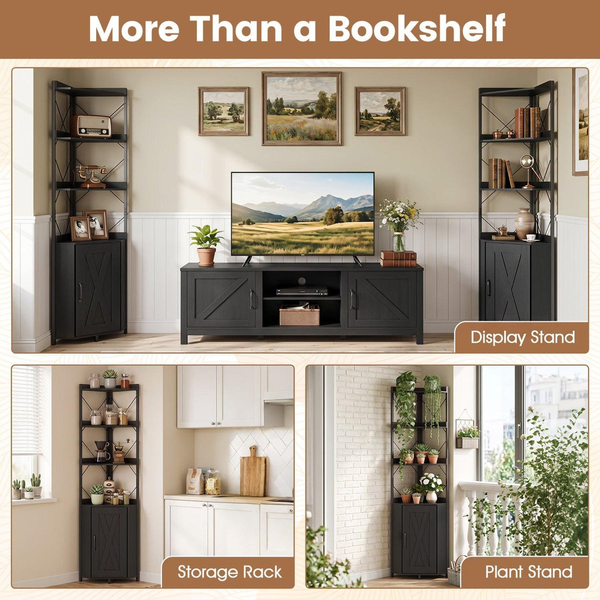 6-Tier Corner Bookshelf with Cabinet 71