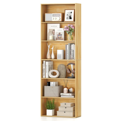 6-Tier Bookcase with 6 Open Shelves and Anti-Toppling Kits-Wood