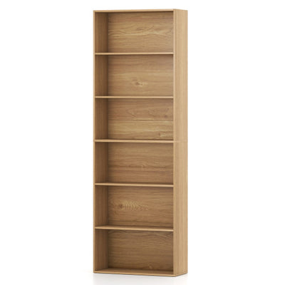 6-Tier Bookcase with 6 Open Shelves and Anti-Toppling Kits-Natural