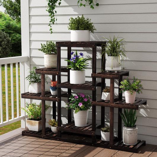 6-Tier Flower Wood Stand Plant Display Rack Storage Shelf