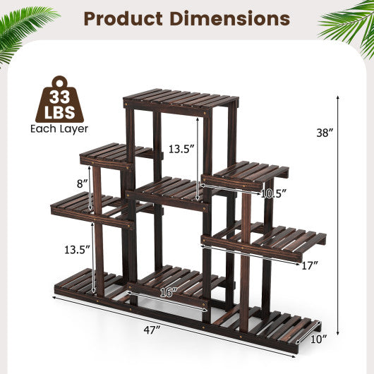 6-Tier Flower Wood Stand Plant Display Rack Storage Shelf