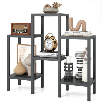 6-Tier Plastic Modular Storage Shelves for Living Room and Kitchen-Gray