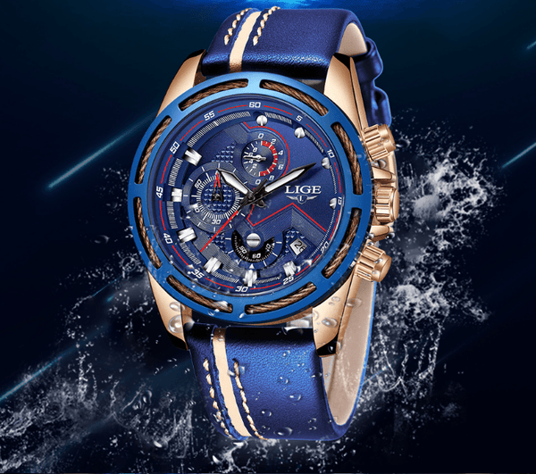 Waterproof Men's Sports  Watch With Leather Transparent Belts, Chronometers Day View Perfect Gift