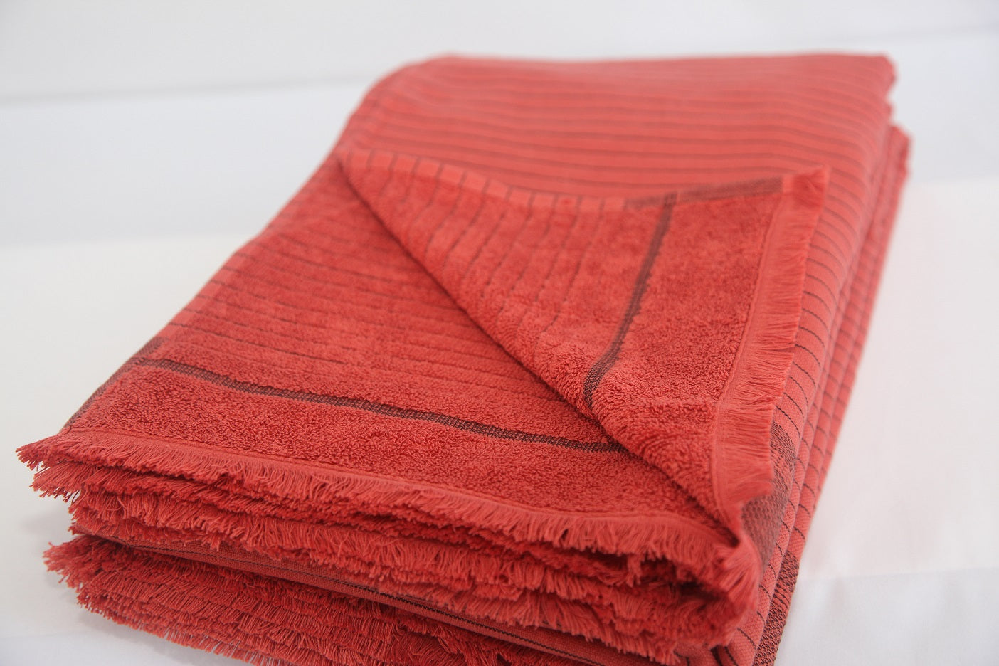 Del Mar Red Turkish Terry Towel Set – 2-in-1 Quick Dry & Plush Bath Towels, Luxury Turkish Cotton Spa & Beach Towels