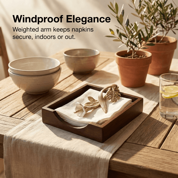 Wooden Napkin Holder – Gold Finish Ornament