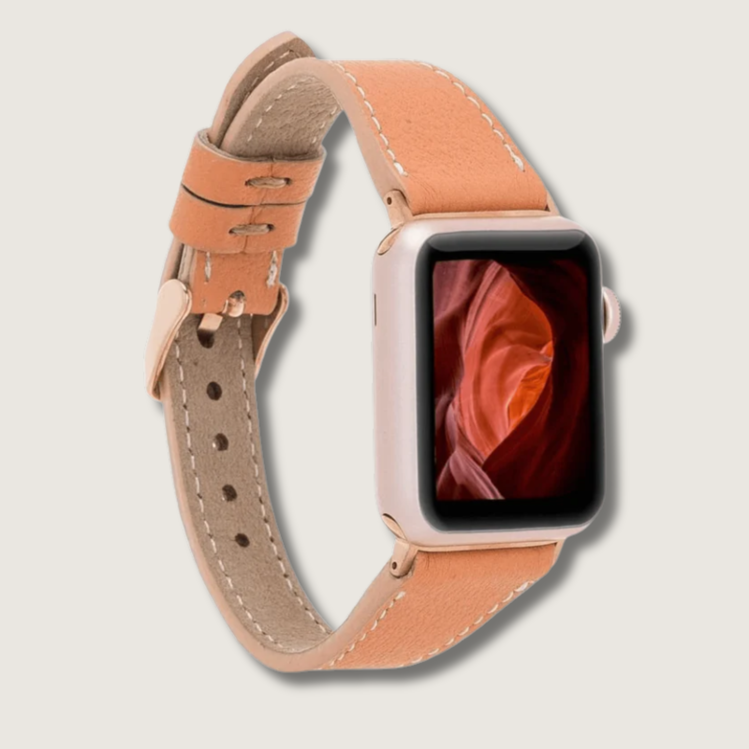 Classic Light Tan Leather Apple Watch Band - Dallas