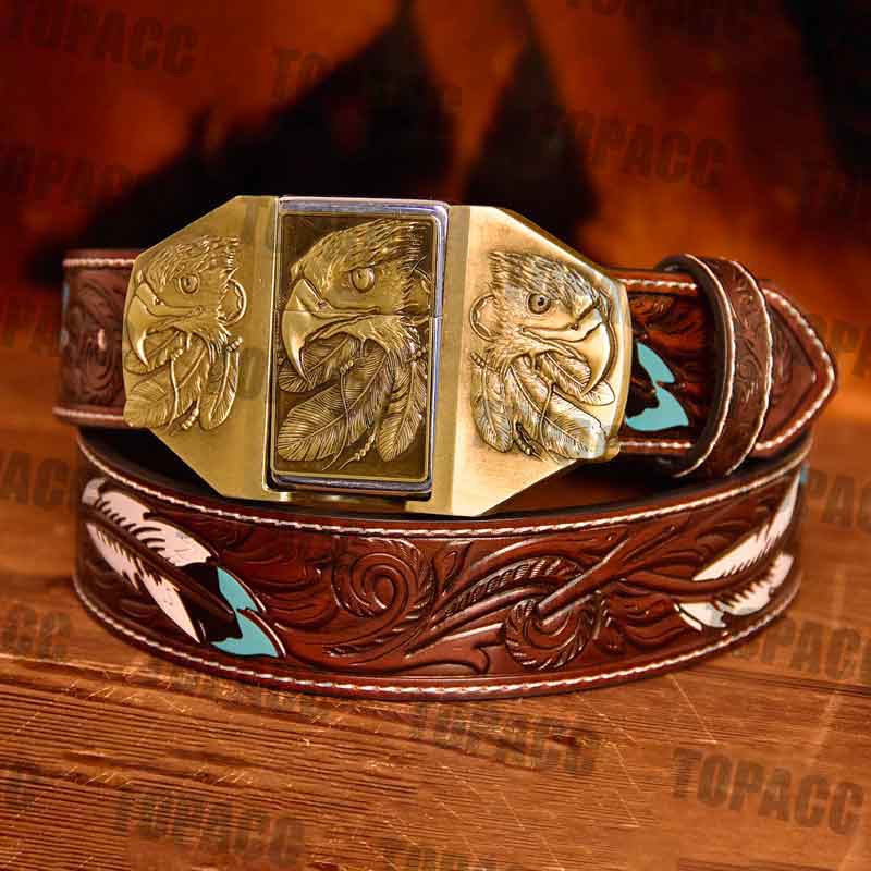 Eagle Light Up Buckle - Feather Belt
