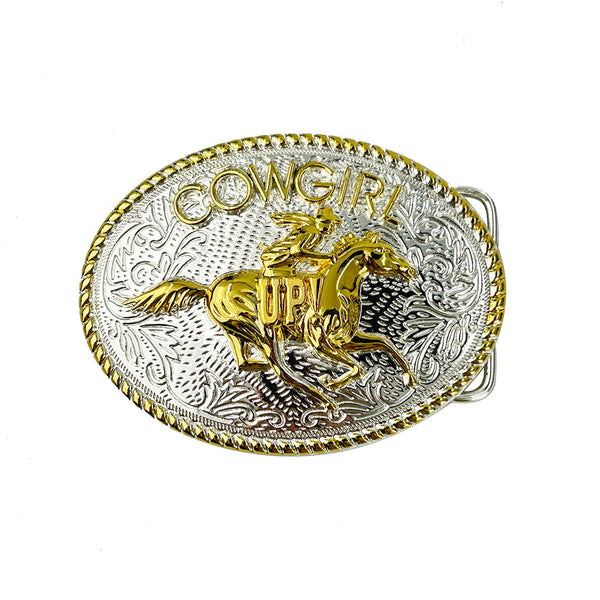 TOPACC Western Genuine Leather Pattern Tooled Belt-Cowgirl Riding Belt Buckle