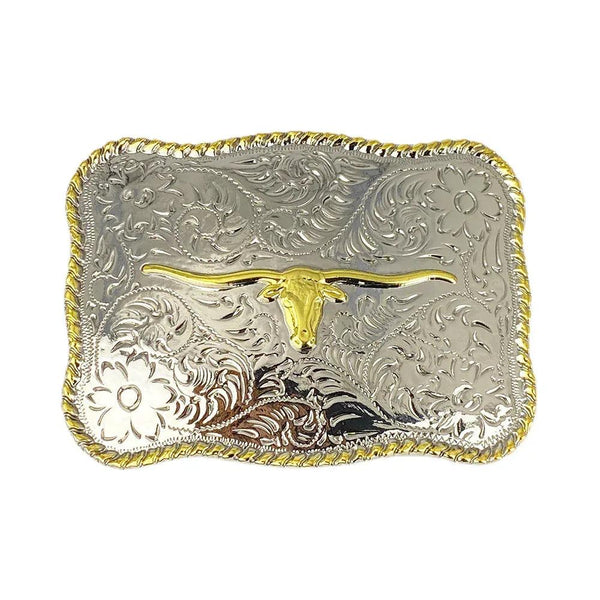 TOPACC Rectangle Two Tone Longhorn Cow Belt Buckle - Gifts for You 'n Me