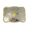 TOPACC Rectangle Two Tone Longhorn Cow Belt Buckle
