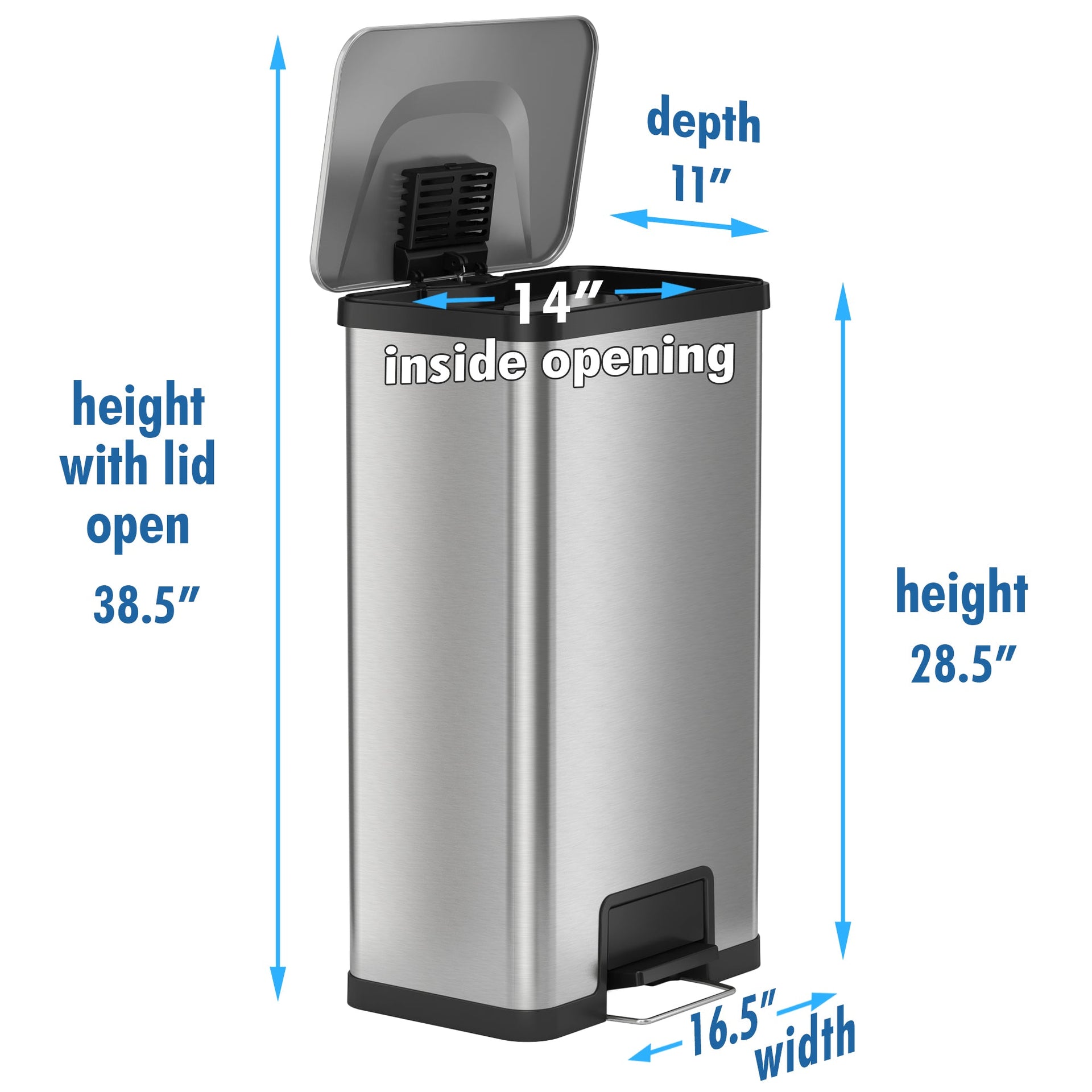 18 Gallon / 68 Liter AirStep Step Pedal Trash Can