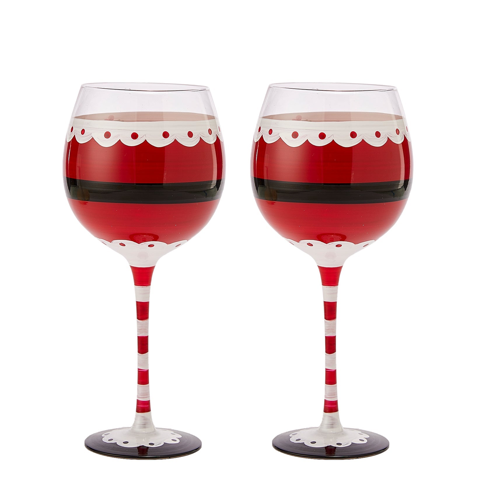 Santa's Elf Stemmed Wine & Water Glasses - Set of 2 - Shining Red & Black, 9
