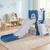 6-in-1 Toddler Slide L-shaped Playground with Basketball Hoop and Ladder-Blue