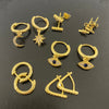 6 Pairs Gold Evil Eye Stainless Steel Earrings