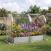 6 x 3 x 1 FT Galvanized Raised Garden Bed with Greenhouse Cover-Silver