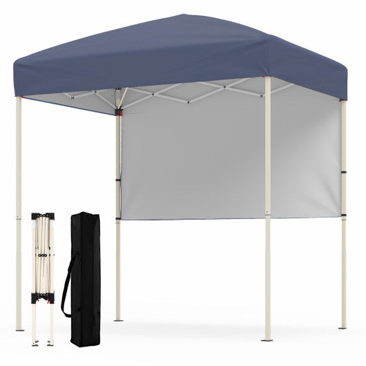 6 x 4 FT Pop-Up Canopy Tent with 1 Half Sidewall Easy Setup Folding Outdoor Sun Shelter-Gray