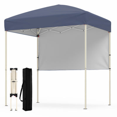 6 x 4 FT Pop-Up Canopy Tent with 1 Half Sidewall Easy Setup Folding Outdoor Sun Shelter-Gray