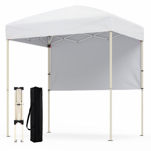 6 x 4 FT Pop-Up Canopy Tent with 1 Half Sidewall Easy Setup Folding Outdoor Sun Shelter-White