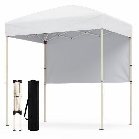 6 x 4 FT Pop-Up Canopy Tent with 1 Half Sidewall Easy Setup Folding Outdoor Sun Shelter-White