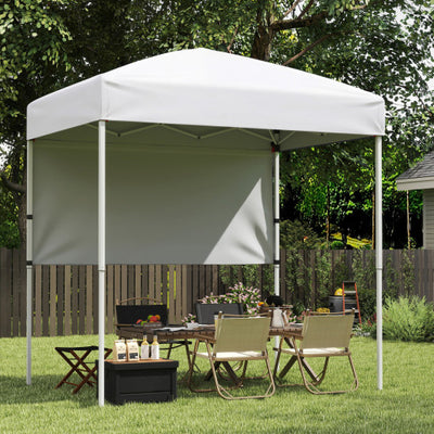 6 x 4 FT Pop-Up Canopy Tent with 1 Half Sidewall Easy Setup Folding Outdoor Sun Shelter-White