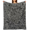 Hidden Images Doodle Art on Black Machine-washable Throw Blanket
