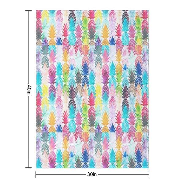Hawaiian Pineapple Pattern Tropical Watercolor Throw Blanket