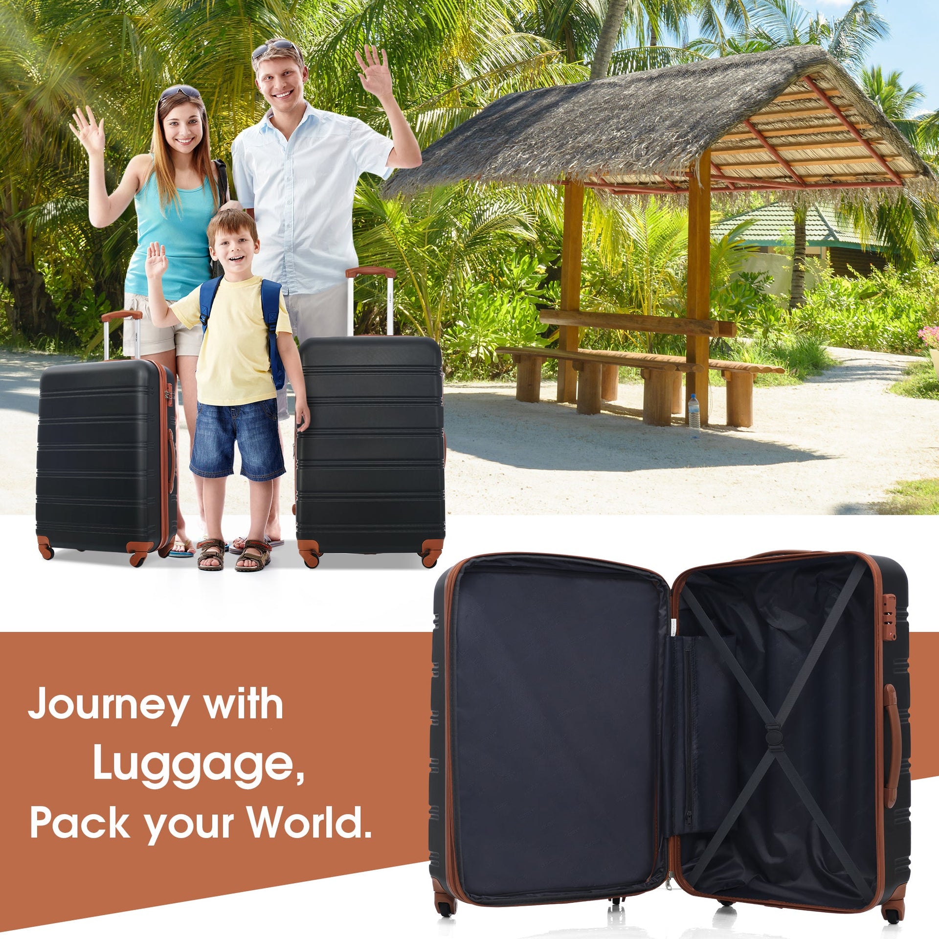 Hardshell Luggage Sets 4 pcs + Bag Spinner Suitcase with TSA Lock Lightweight-16'+20'+24'+28' Luggages