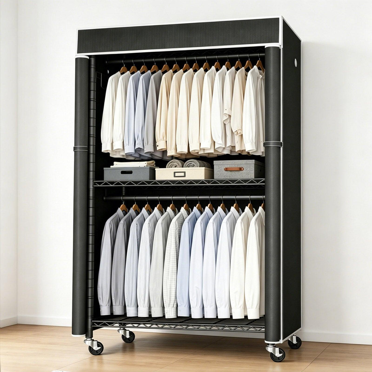 Freestanding Garment Rack with Dust Cover