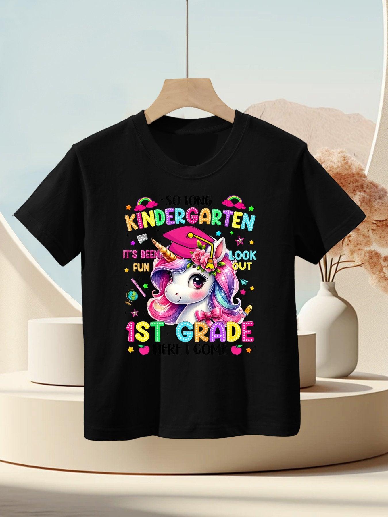 Kids So Long Kindergarten Graduation Graduate Unicorn Kids Girls Kids T-Shirt