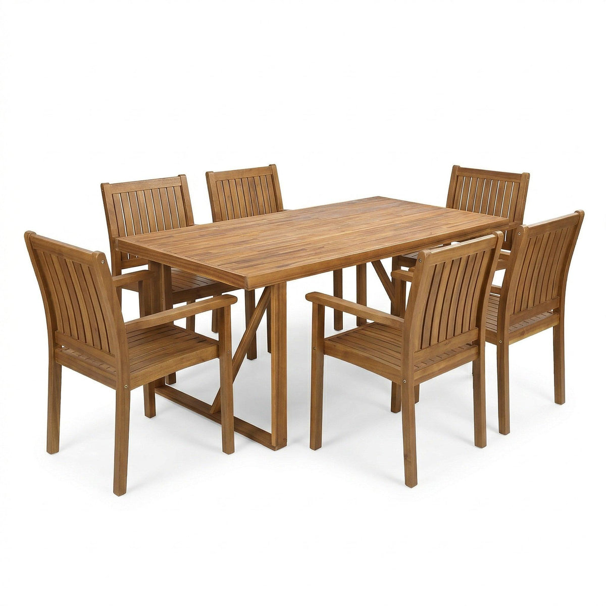 7 Pieces Acacia Wood Outdoor Dining Set
