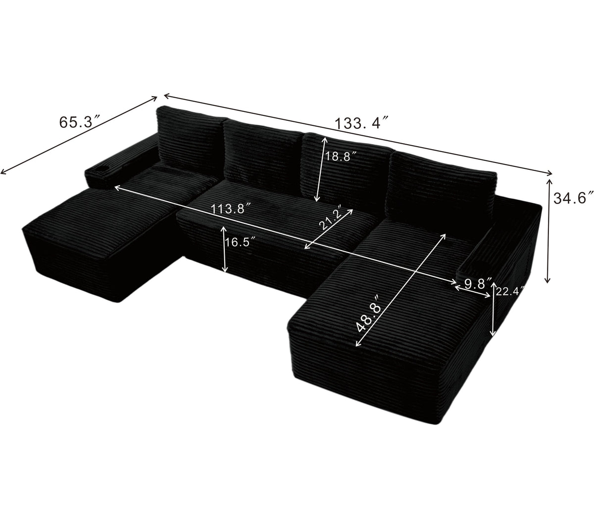 Compressible U-Shaped Sectional Sofa Set