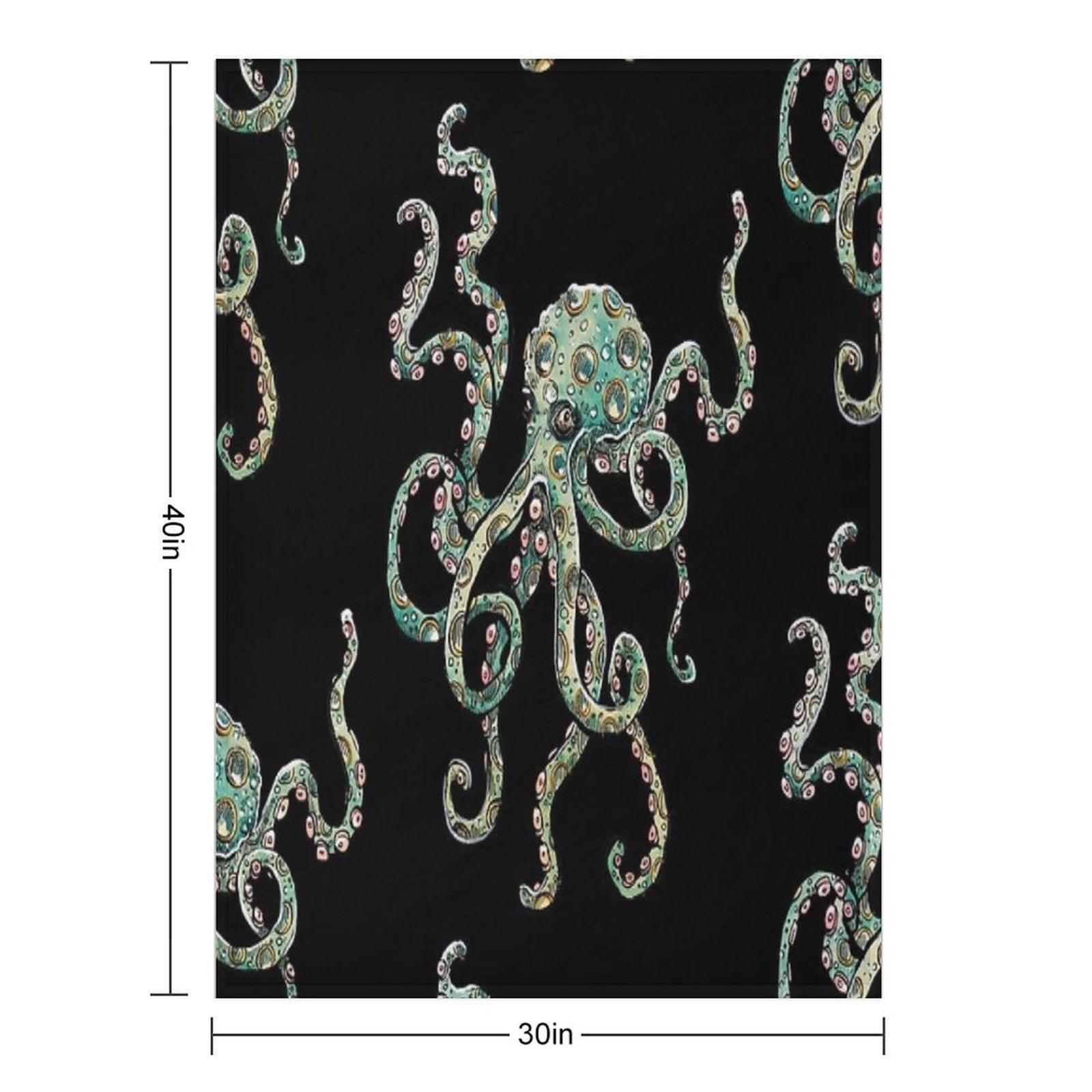 Green Octopus! Throw Blanket