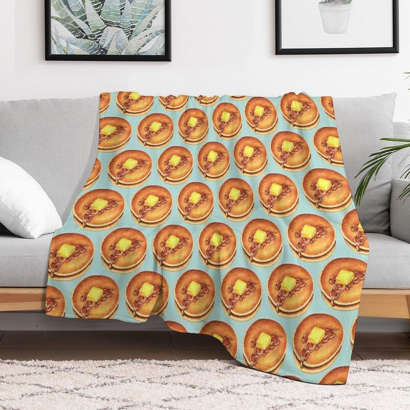 Pancakes Pattern - Blue Throw Blanket