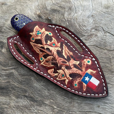 Hand-Tooled Leather Knife Holder – Fits 4