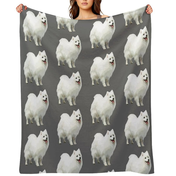 Japanese Spitz Puppy Dog Plush Throw Blanket