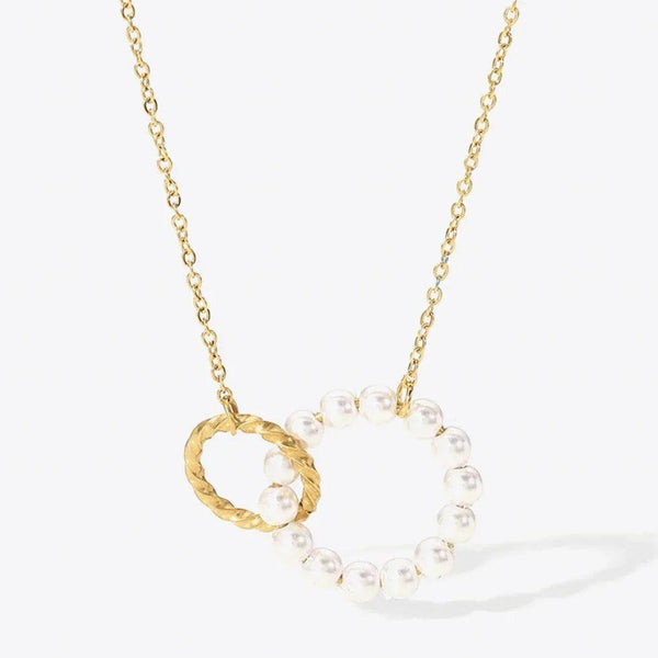 Gold & Pearl Hoop Link Pendant Necklace - Gifts for You 'n Me