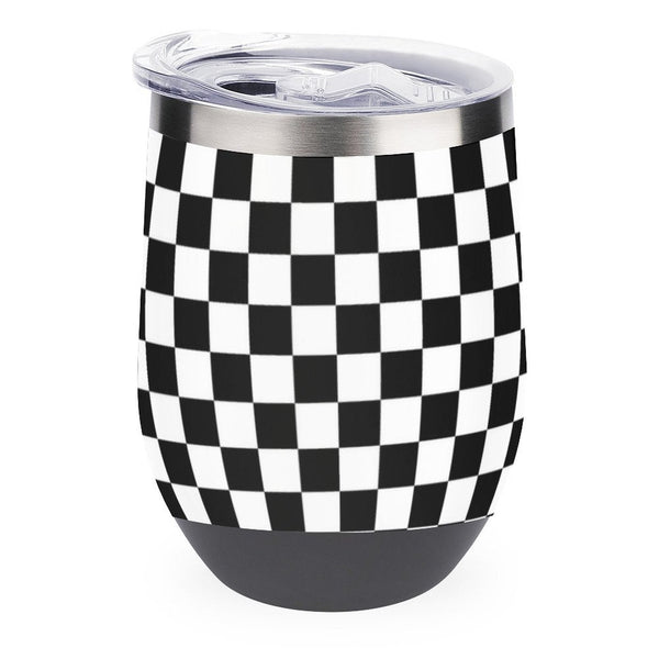Black and White Wine Tumbler with Lid