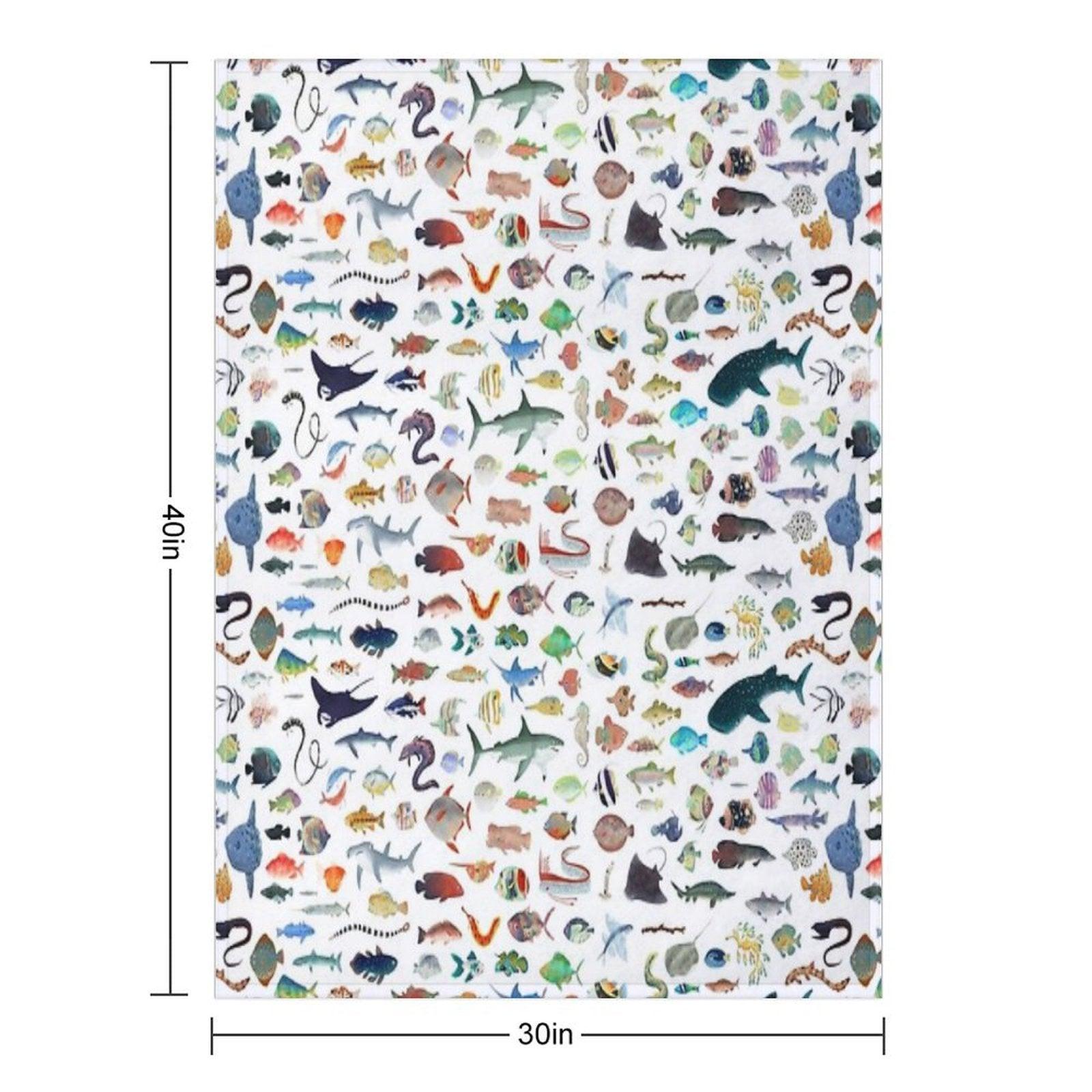 One Hundred Fish Throw Blanket