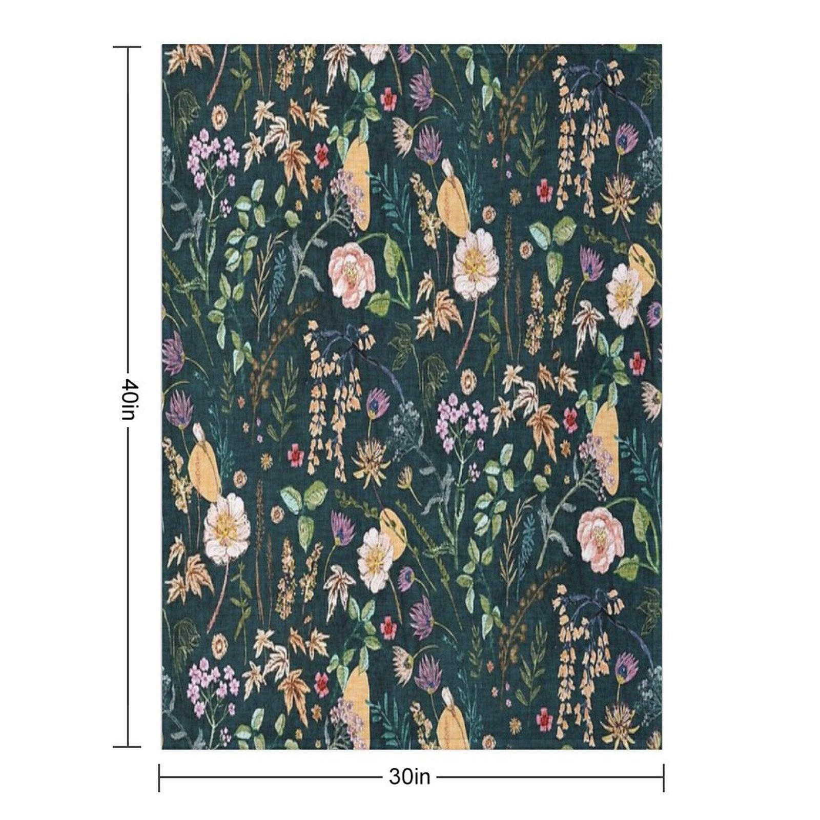 Hana Floral (teal) Throw Blanket
