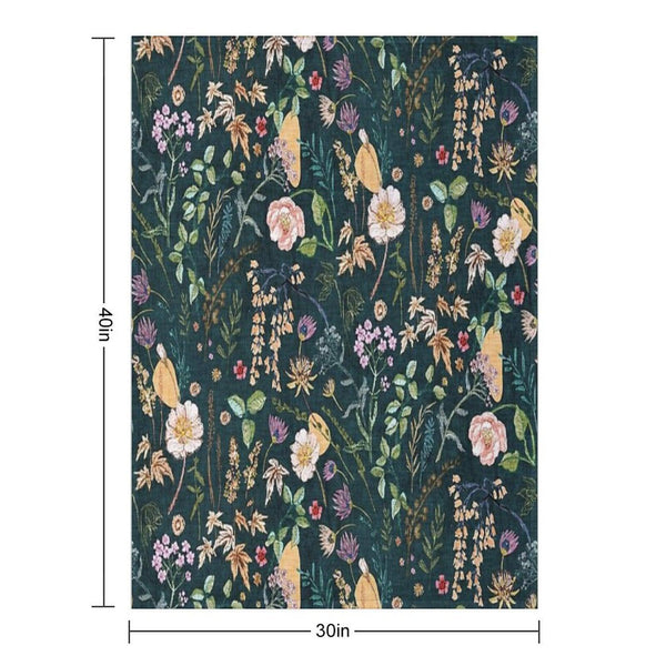 Hana Floral (teal) Throw Blanket