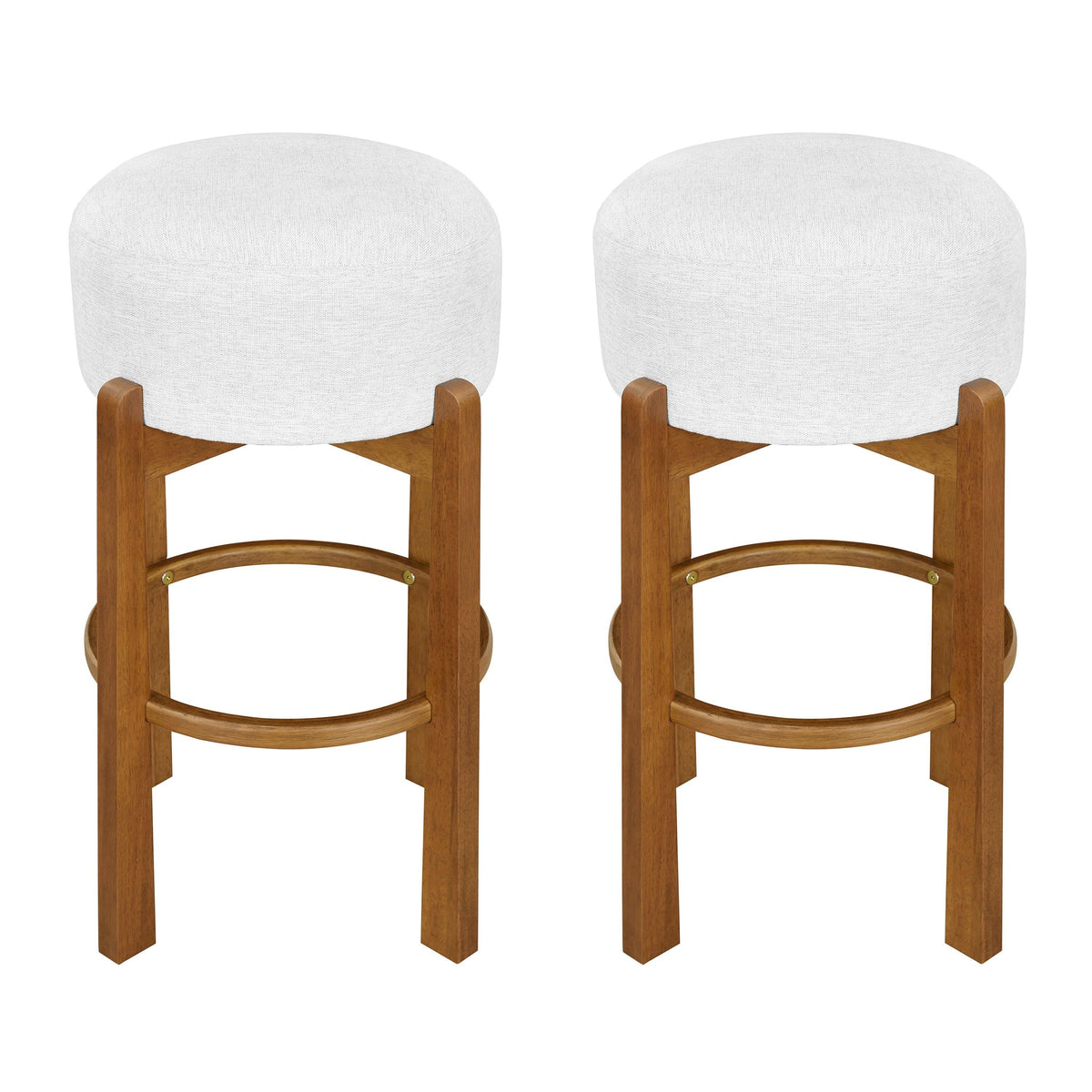 Set of 2 Dark Walnut & Ivory Rubberwood Bar Stool