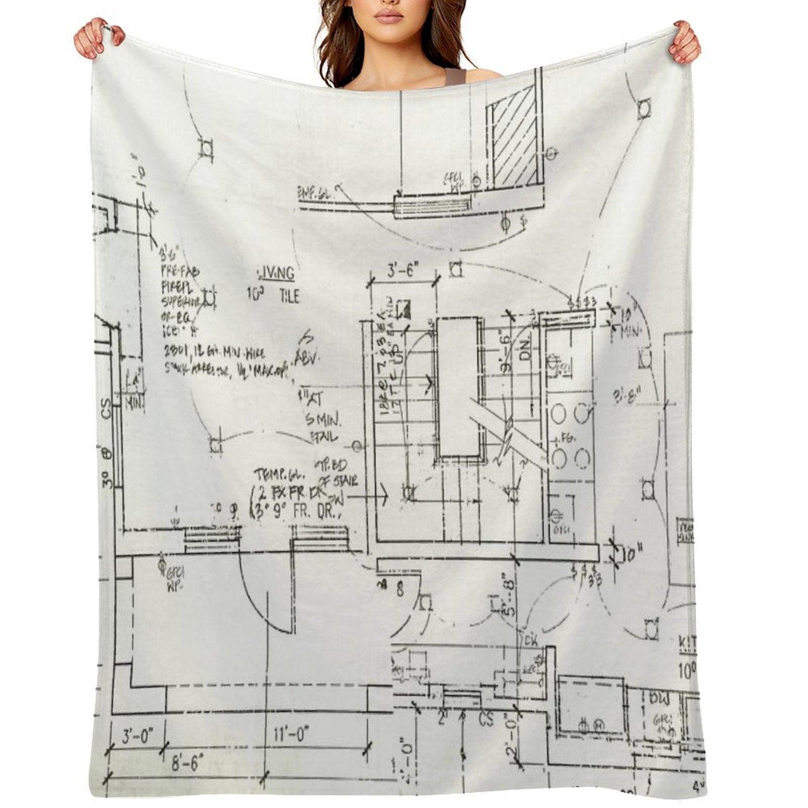 Architects Blueprint - Architecture Pattern Throw Blanket