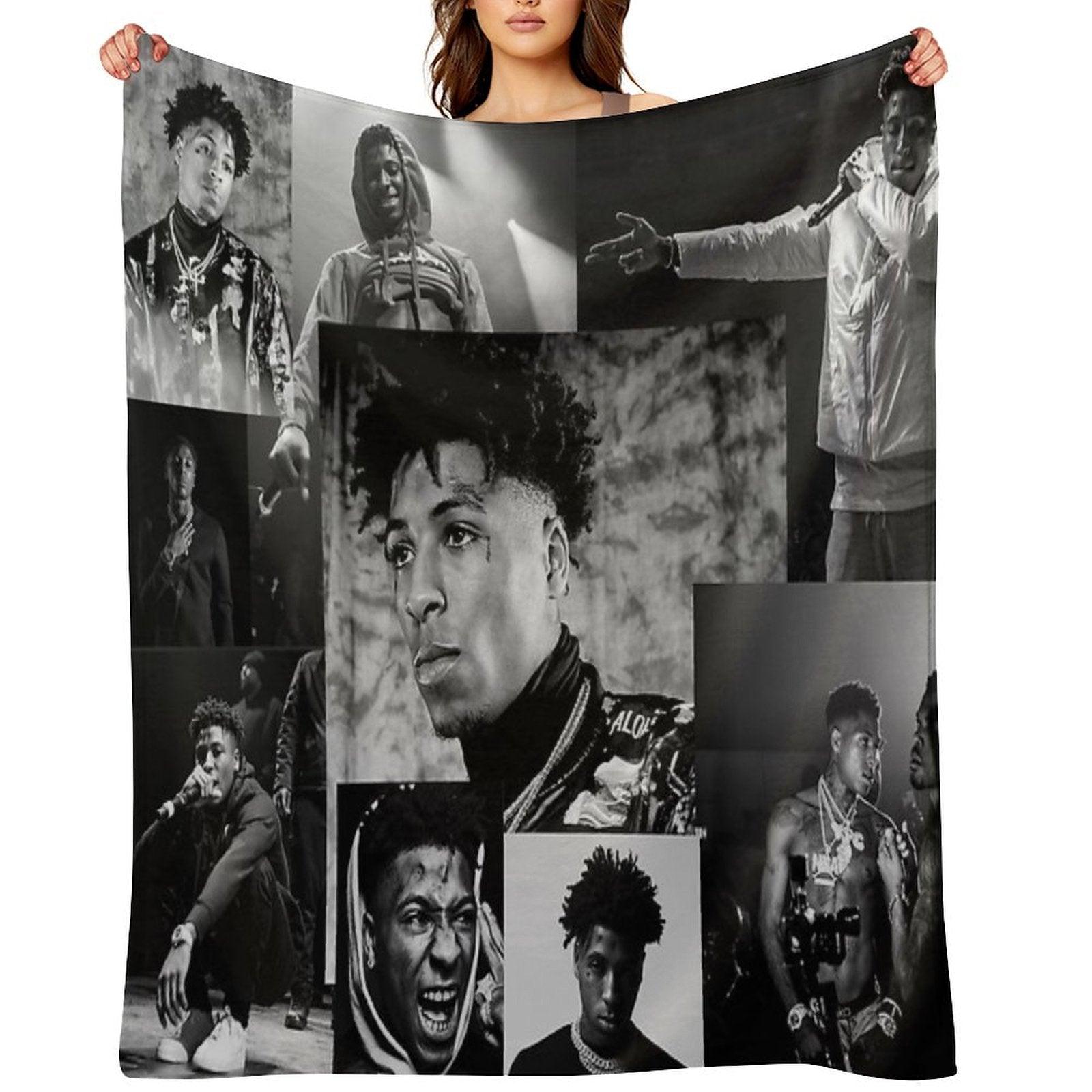Youngboy  B&W Never Broke Again Collage Throw Blanket