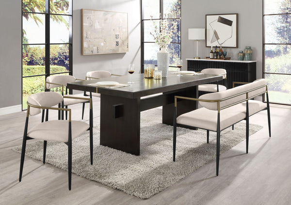 Set of 2 Beige and Black Armchair with Open Back