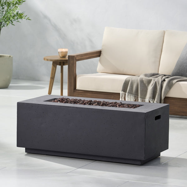 Contemporary Outdoor 40,000 BTU Propane Fire Pit Light Grey MgO Concrete 40'